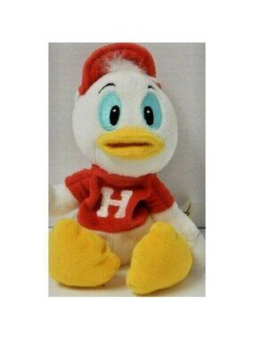 Disney Huey Duck Bean Bag 8-Inch Plush Stuffed Animal Red Hat "H" Shirt NWT